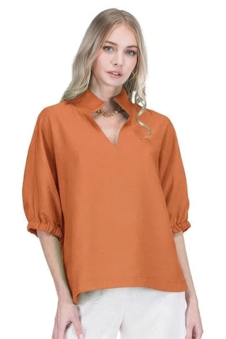 Collar Top - Burnt Orange