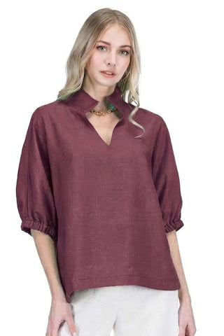 Collar Top - Maroon