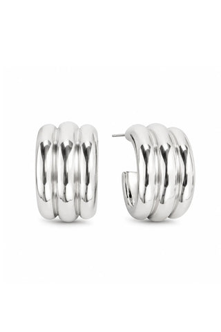 Colton 18k Gold Non-Tarnish Layered Spiral Earring - Silver Earrings Flanerie Monkee's of The Woodlands