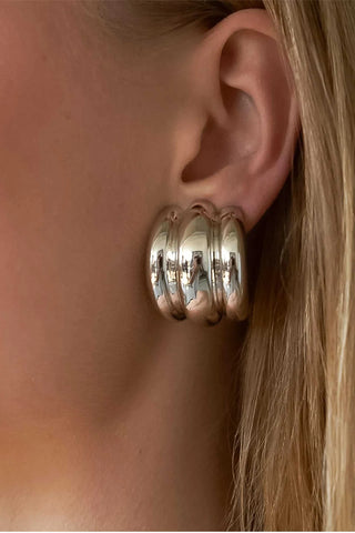 Colton 18k Gold Non-Tarnish Layered Spiral Earring - Silver Earrings Flanerie Monkee's of The Woodlands
