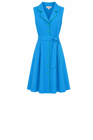 Contrast Trimmed Flared Dress - Turquoise Dresses Jade Monkee's of The Woodlands