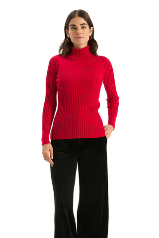 Cotton Cashmere Turtleneck - Classic Red