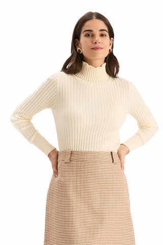 Cotton Cashmere Turtleneck - Vanilla
