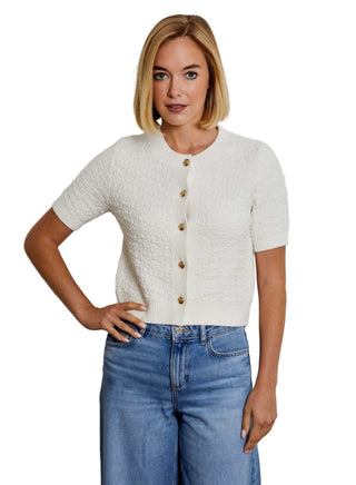Crew Neck Short Sleeve Cardi - Canvas Tops Design History Monkee's of The Woodlands