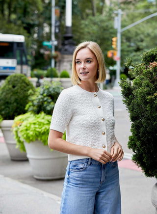 Crew Neck Short Sleeve Cardi - Canvas Tops Design History Monkee's of The Woodlands