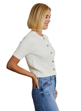 Crew Neck Short Sleeve Cardi - Canvas Tops Design History Monkee's of The Woodlands
