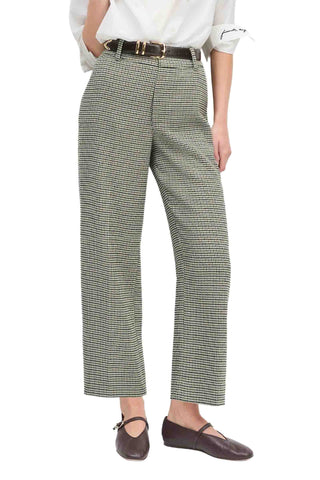 Favorite Daughter Cropped Fiona Pant in Cheshire black and white houndstooth pattern with high-waisted tailored fit and cropped length