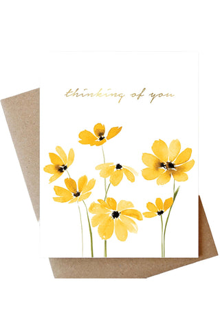 Alt Text
Hand-painted watercolor sympathy card featuring golden daisies with "thinking of you" message, A2 size with kraft envelope for condolences