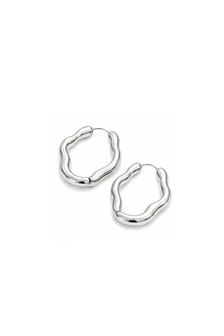 Darcy 18k Gold Non-Tarnish Oval Hoop Earring - Silver Earrings Flanerie Monkee's of The Woodlands