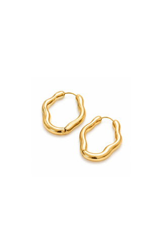 Darcy 18k Gold Non-Tarnish Oval Hoop Earring - Yellow Gold Earrings Flanerie Monkee's of The Woodlands