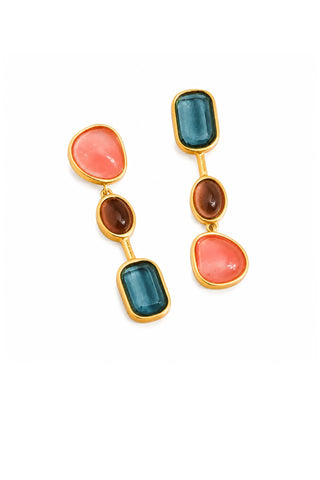 Delia 18k Gold Vintage Mismatch Drop Earring - Multi-Colored Earrings Flanerie Monkee's of The Woodlands