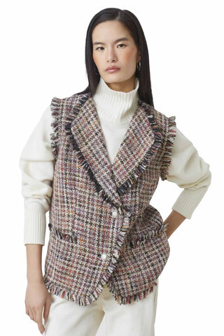 Suncoo Divy Vest - Rouge. Multicolor Tweed Vest. 