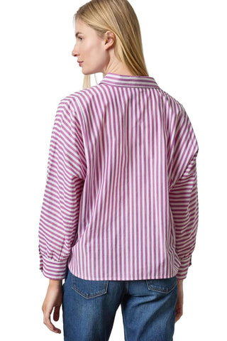 Dolman Sleeve Button Down Shirt - Snapdragon Stripe Tops Lilla P Monkee's of The Woodlands