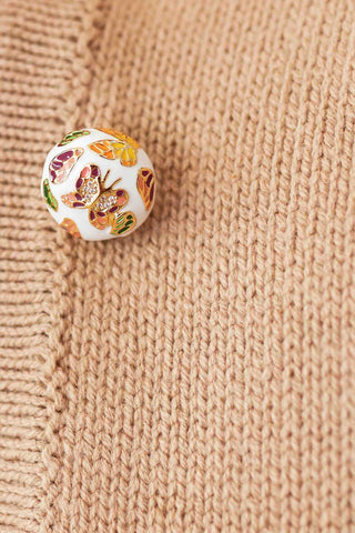 Up Close of Butterfly Button Details on Drew Caridigan