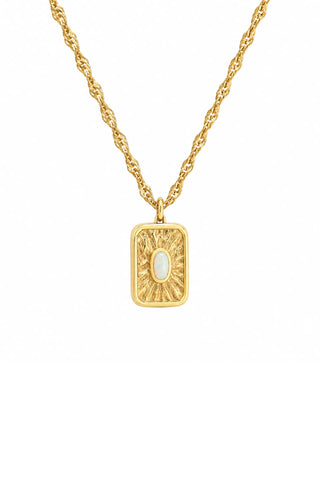Elaine 18k Non-Tarnish Rectangle Stone Sun Necklace - Yellow Gold Necklaces Flanerie Monkee's of The Woodlands