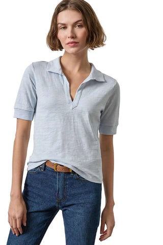 Elbow Sleeve Collared Split Neck - Glacier Sweaters Lilla P Monkee's of The Woodlands