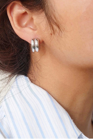 Emma Non-Tarnish Double C-Hoop Earring - Silver Earrings Flanerie Monkee's of The Woodlands