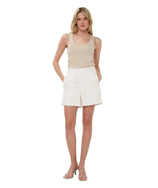 Shorts Linen Striped - Off White / Sand Shorts Esqualo Monkee's of The Woodlands