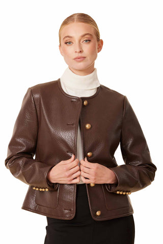 Dolce Cabo Faux Leather Textured Jacket - Brown