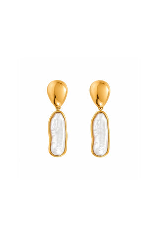 FéLice 18k Non-Tarnish Pearl Drop Earring - White Earrings Flanerie Monkee's of The Woodlands