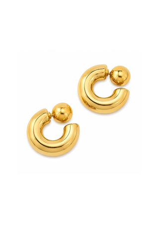 Fernanda 16k Gold Non-Tarnish Ball C Hoop Earring - Yellow Gold Earrings Flanerie Monkee's of The Woodlands