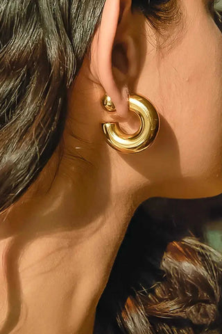 Fernanda 16k Gold Non-Tarnish Ball C Hoop Earring - Yellow Gold Earrings Flanerie Monkee's of The Woodlands