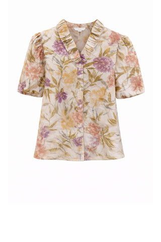 Floral Top - Ecru Tops entro Monkee's of The Woodlands