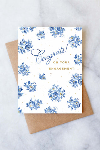 French Blue Engagement Greeting Card Giftable Abigail Jayne Design Monkee's of The Woodlands