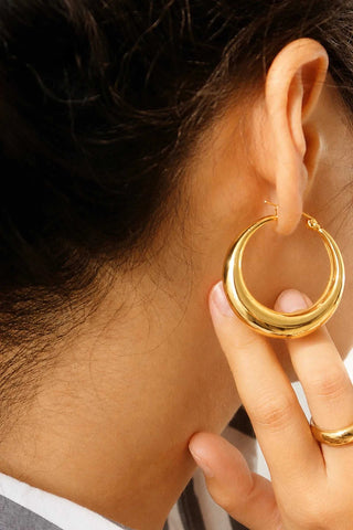 Galene Non-Tarnish Classic Large Hoop Earring - Yellow Gold Earrings Flanerie Monkee's of The Woodlands