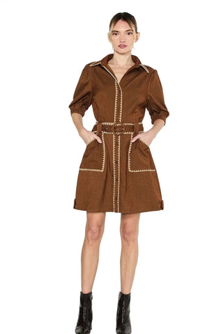 Gelso Embroidered Mini Shirtdress Dresses Ciebon Monkee's of The Woodlands