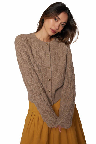 Lost + Wander Georgina Cable Knit Cardigan - Brown