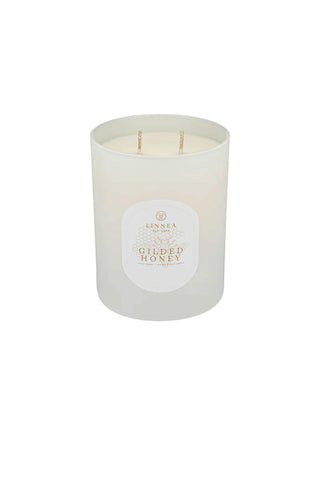 Linnea Gilded Honey 2-wick candle. Fall Candle