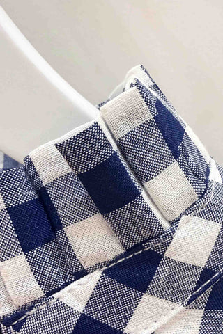 Gingham Top - Navy Tops entro Monkee's of The Woodlands
