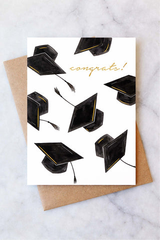 Grad Hats Congrats Greeting Card Giftable Abigail Jayne Design Monkee's of The Woodlands