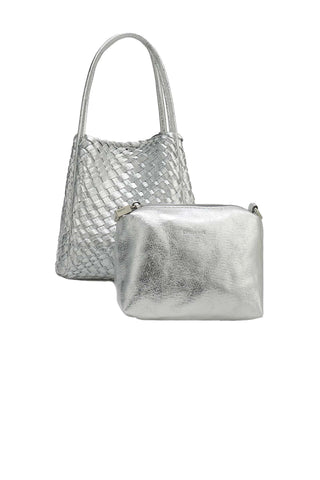 Hollace Mini Tote Woven Hi Shine - Silver