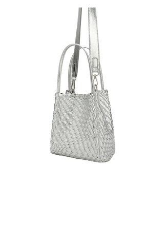Hollace Mini Tote Woven Hi Shine - Silver