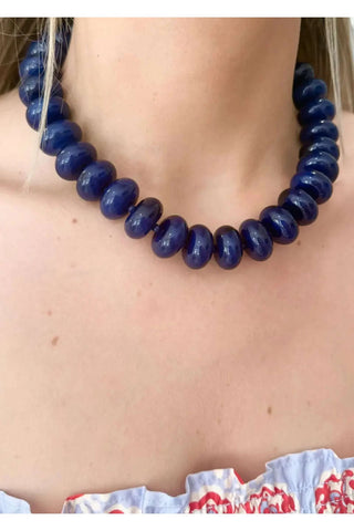 Holly Chunky Beaded Necklace - Navy Necklaces Gemelli Monkee's of The Woodlands