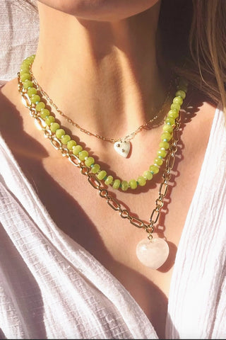 Islands Stone Candy Beaded Necklace, Trendy Colorful Beads - Lime