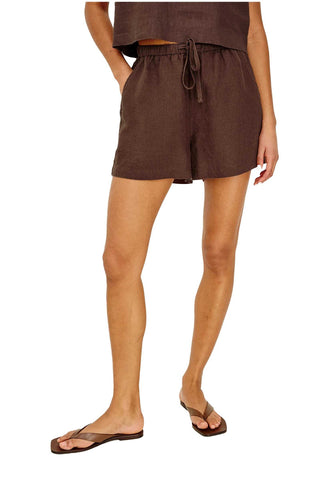 Rails Jenner Shorts - Espresso. Brown Linen Drawstring Shorts