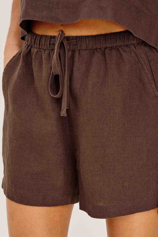 Rails Jenner Shorts - Espresso. Brown Linen Drawstring Shorts