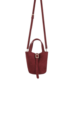 Joya Bucket Mini Faux Suede Bag - Wine