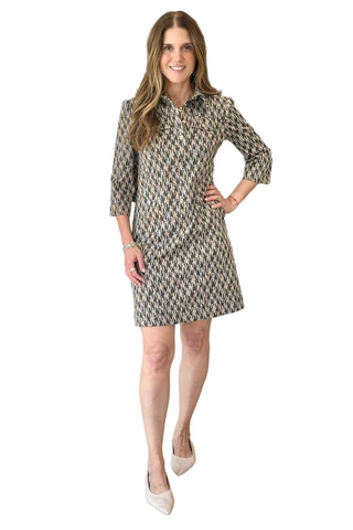 Kat Knit Twill Houndstooth Trim - Iced Coffee