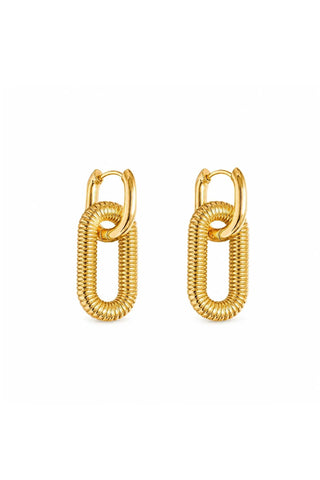 Kate 18k Non-Tarnish Double Chain Hoop Earring - Yellow Gold Earrings Flanerie Monkee's of The Woodlands