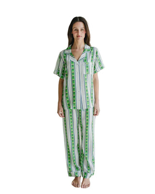 Garden Stripe Pajama Pants Set - Green Sleepwear Katie Kime Monkee's of The Woodlands