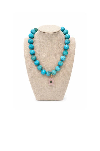 Kiawah Beaded Fish Charm Necklace - Turquoise Jewelry Gemelli Monkee's of The Woodlands