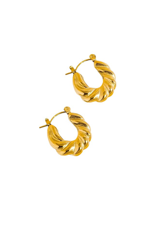 Kimberly 18k Gold Non-Tarnish Braided Hoop Earring - Yellow Gold Earrings Flanerie Monkee's of The Woodlands