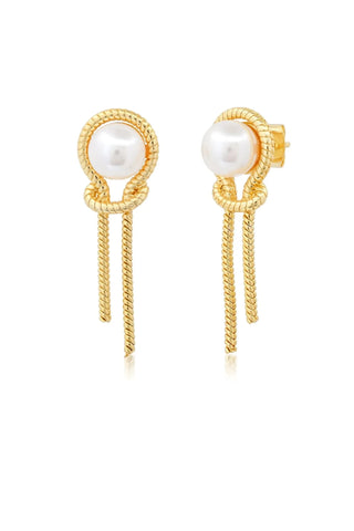 Knotted Chain Pearl Earrings Earrings Tai Rittichai Monkee's of The Woodlands