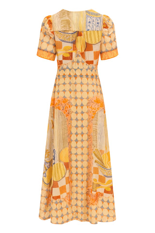 Colorful patterned dress on a white background