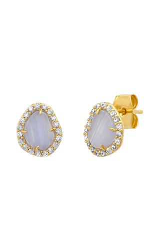 Tai Jewelry. Teardrop-shaped stud earrings in soft lilac purple stone with polished finish and delicate proportions