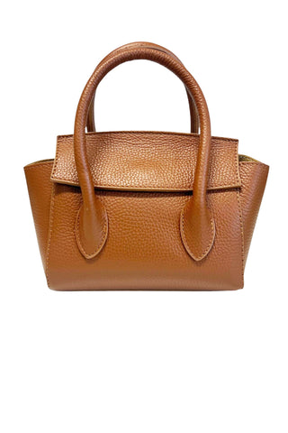 Calfskin Leather Top Handle Women's Handbag in Brown